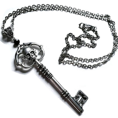 Silver Skeleton Key Pendant Necklace