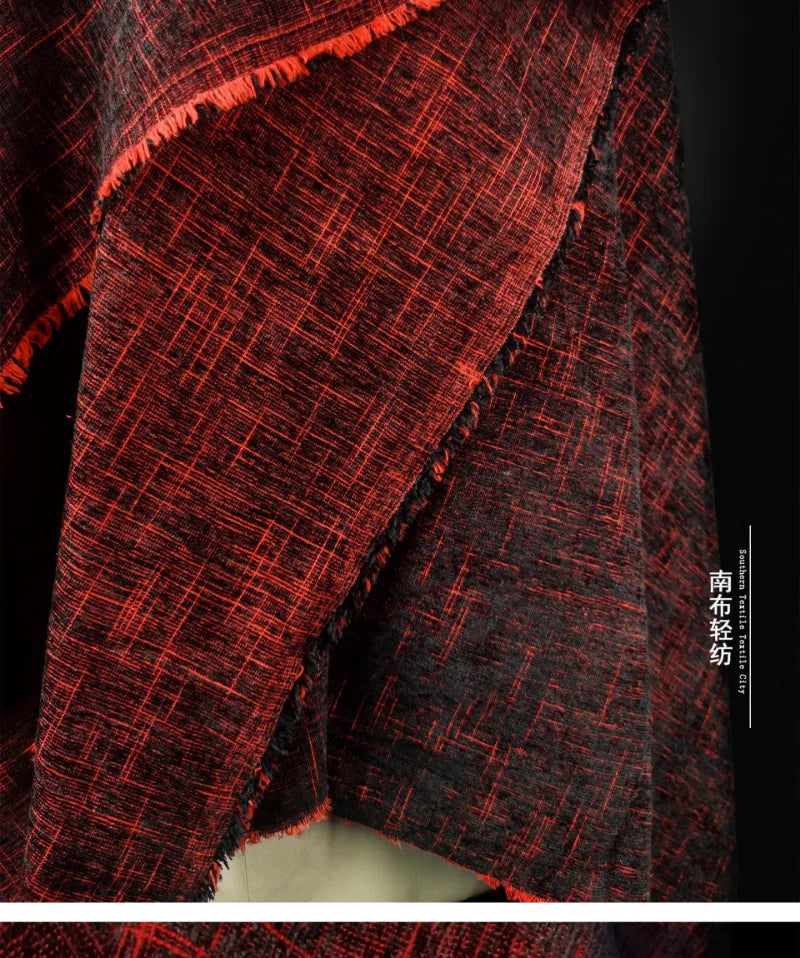 “Rich Red Velvet Textured Apparel Fabric for DIY”