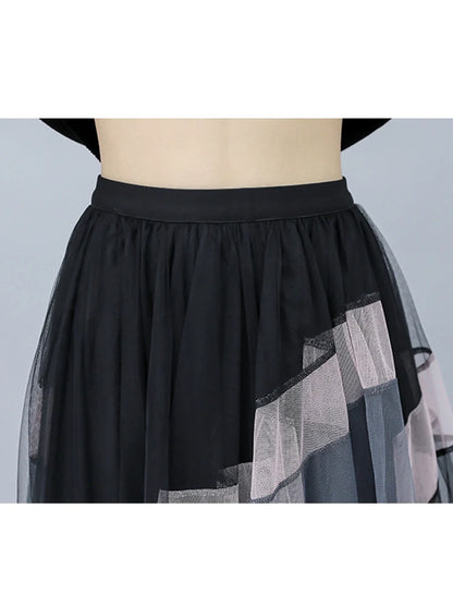 Fashion Patchwork Tulle Long Skirt