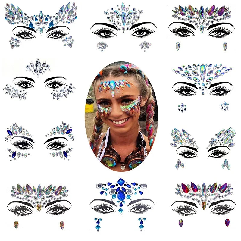 Makeup Glitter on Face Crystals Jewelry Sticker