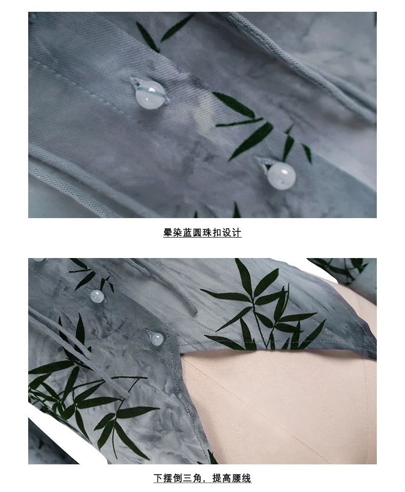 UMI MAO Bamboo Leaf Tie-Dye Spring Shirt