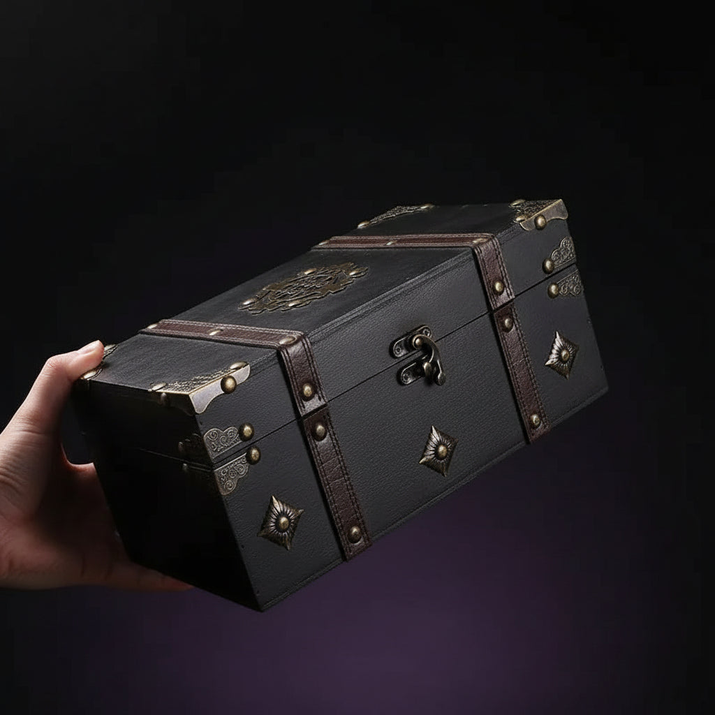 Wooden Pirate Treasure Chest — Retro Jewelry Box