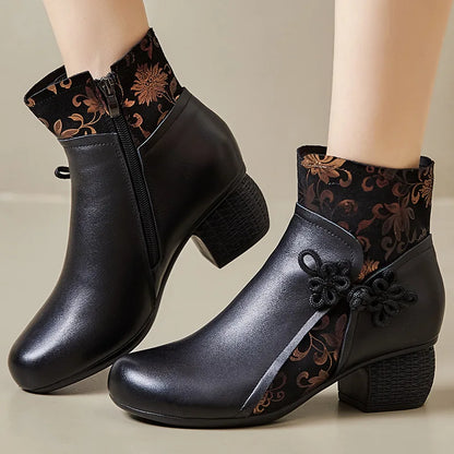 5cm Genuine Leather Women Boots