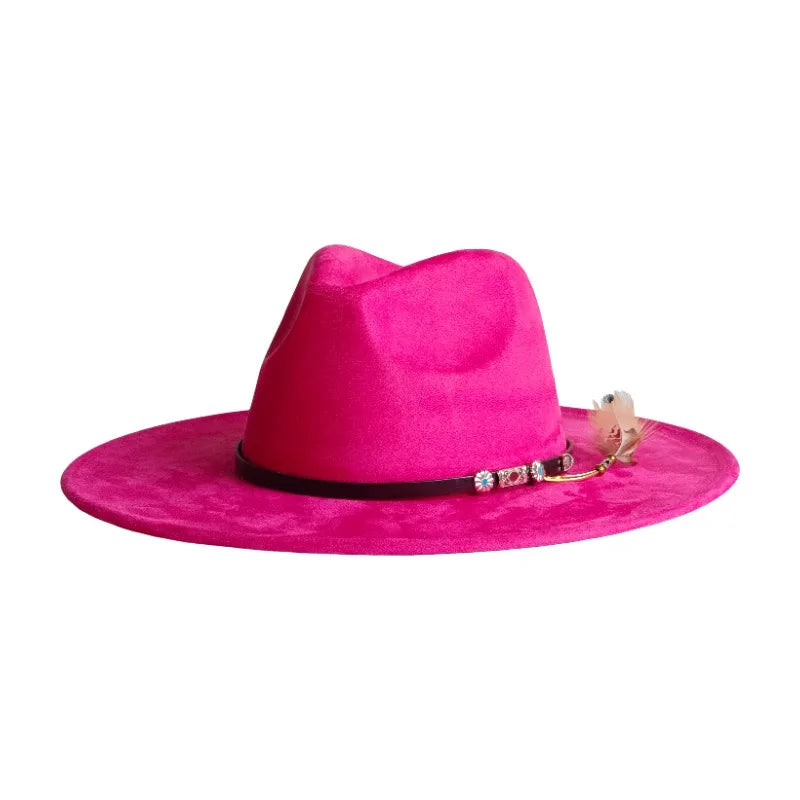 Wide Brim Suede Fedora — 36 Colors