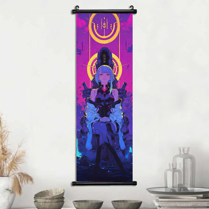 Cyber Rebecca Scroll Canvas: Futuristic Wall Art