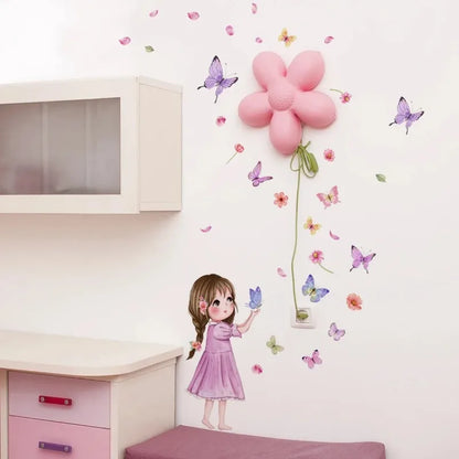 Cute Cartoon Butterfly Girl Wall Sticker Baby Room