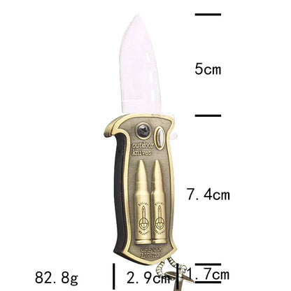 Skull Head Windproof Lighter with Knife