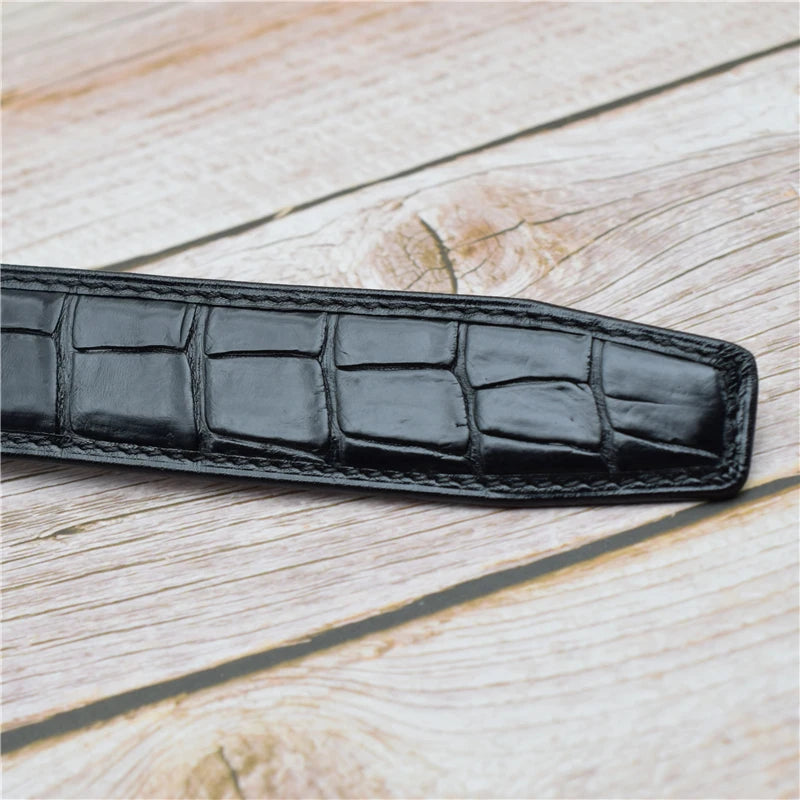 Real Crocodile Genuine Leather Belt Men Black Designer Belts for Men 3.4CM Width Male Strap 100-125CM Luxurious Trouser Belt