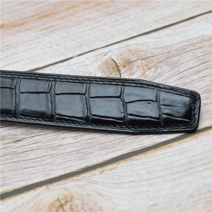 Real Crocodile Genuine Leather Belt Men Black Designer Belts for Men 3.4CM Width Male Strap 100-125CM Luxurious Trouser Belt