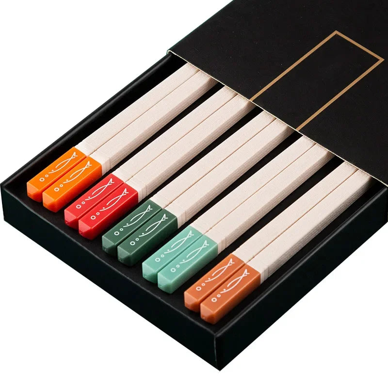 Japanese Non-Slip Chopsticks — 5 Pairs Metal