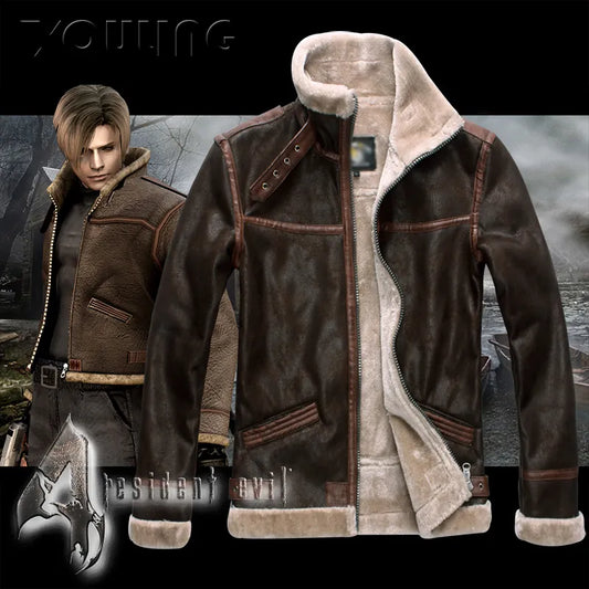 Biohazard Resident 4 Leon S Kennedy Costume Leather Coat