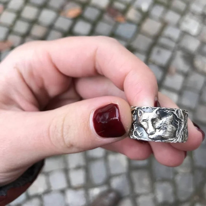 Vintage Silver Plated Wolf Rings