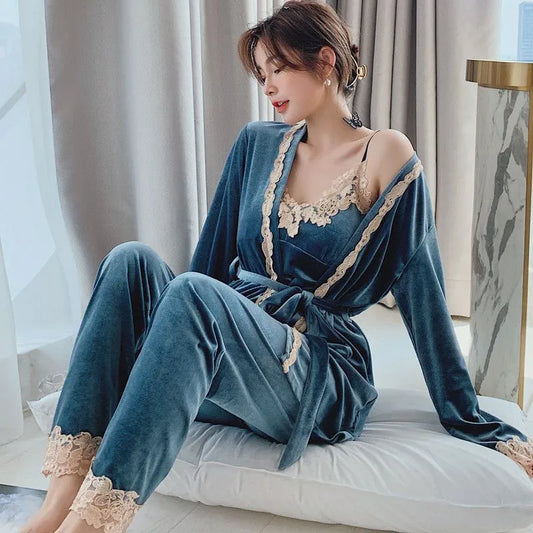 Velvet Pajamas Set - Sexy Full Sleepwear