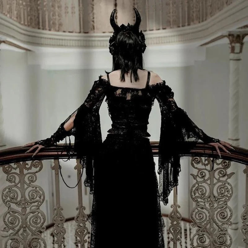 Black Mesh Lace Overlay Shrug Punk