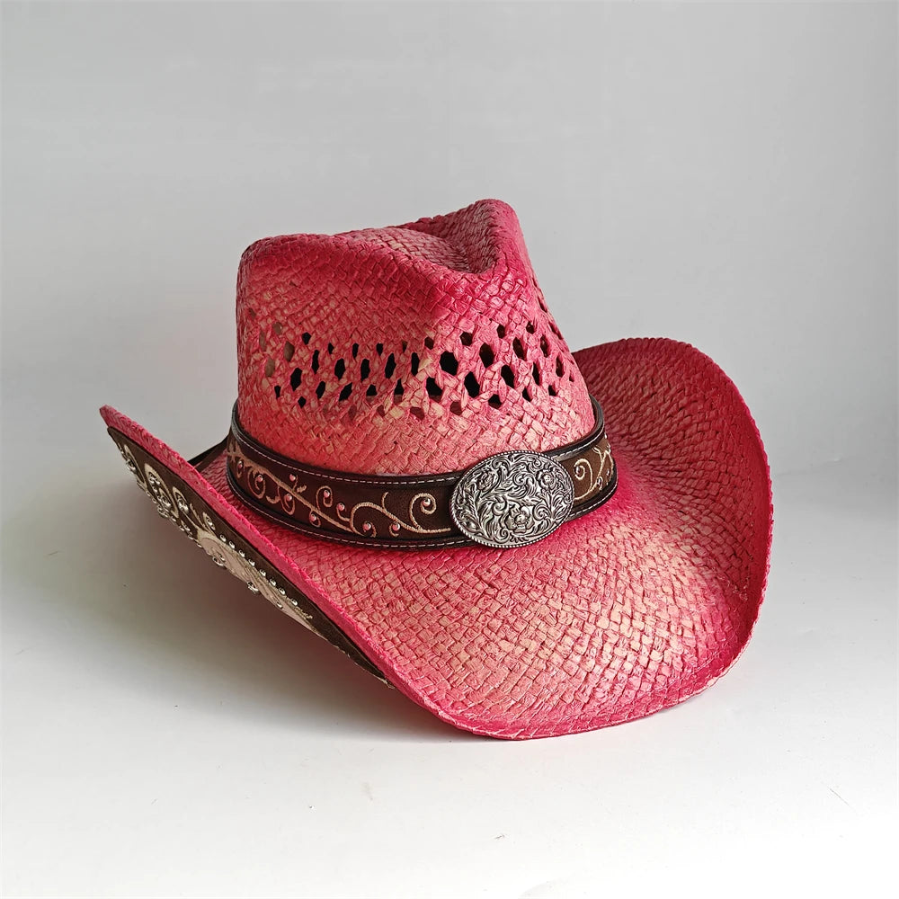 Western Cowboy Hat — Unisex Straw Wide Brim