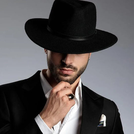 Patchwork Wide Brim Fedora Hat — Belt Buckle · Unisex