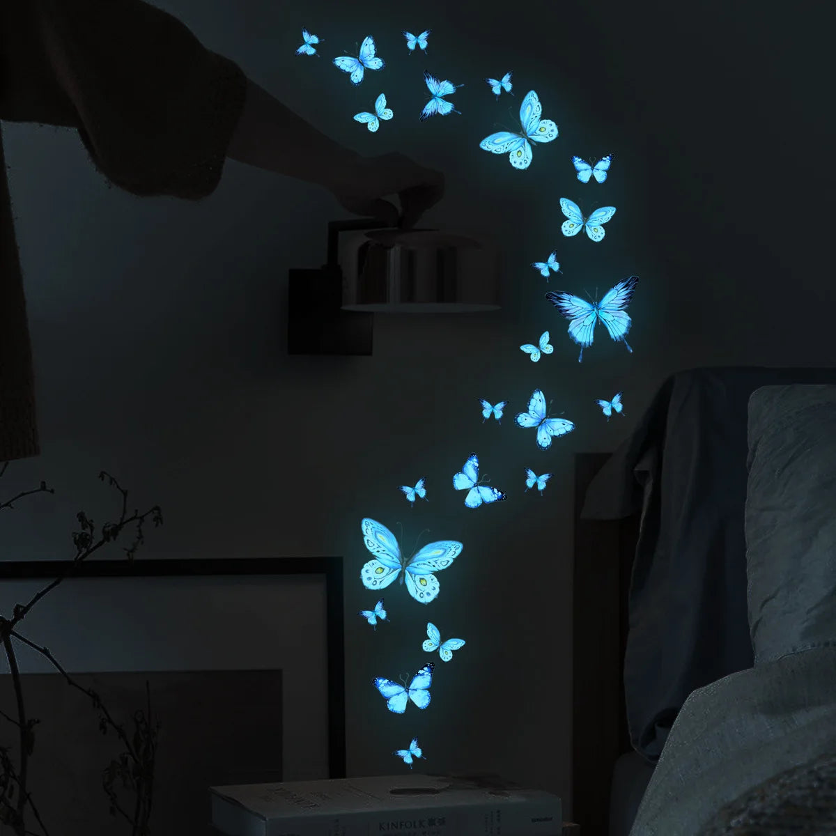 Blue Light Butterfly Luminous Wall Stickers for Kids Rooms