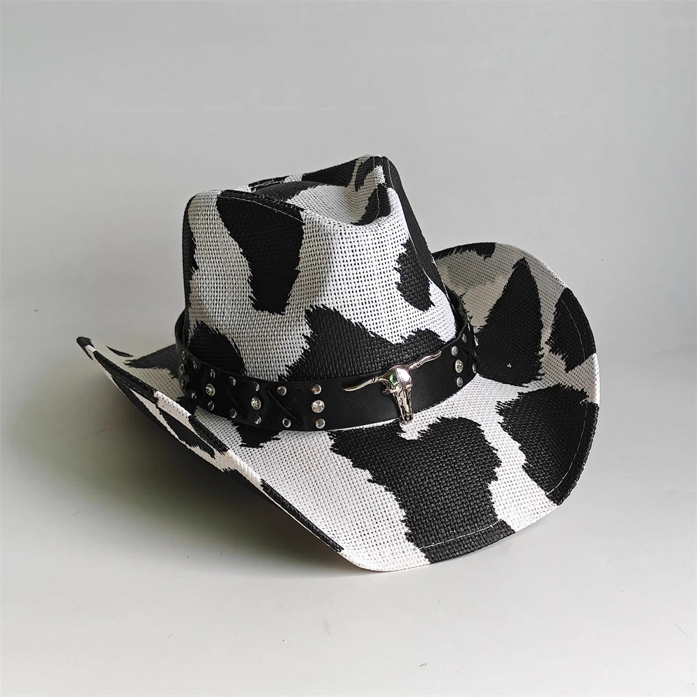 Western Cowboy Hat — Unisex Straw Wide Brim