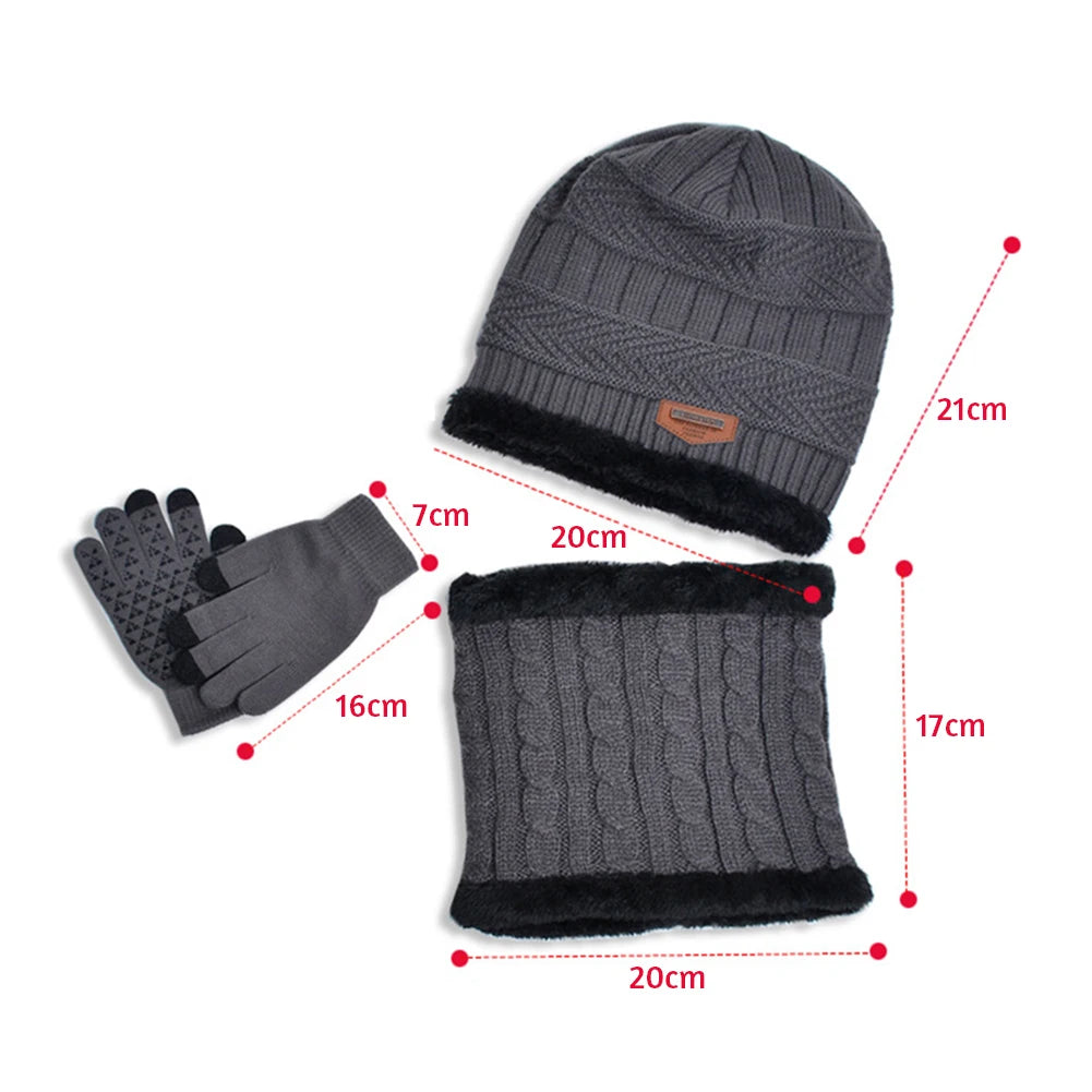 Knitted 3-piece Hats Warming Practical Children