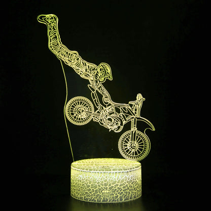 Motorcycle 3D Illusion LED Lamp - Boys Room Decor
