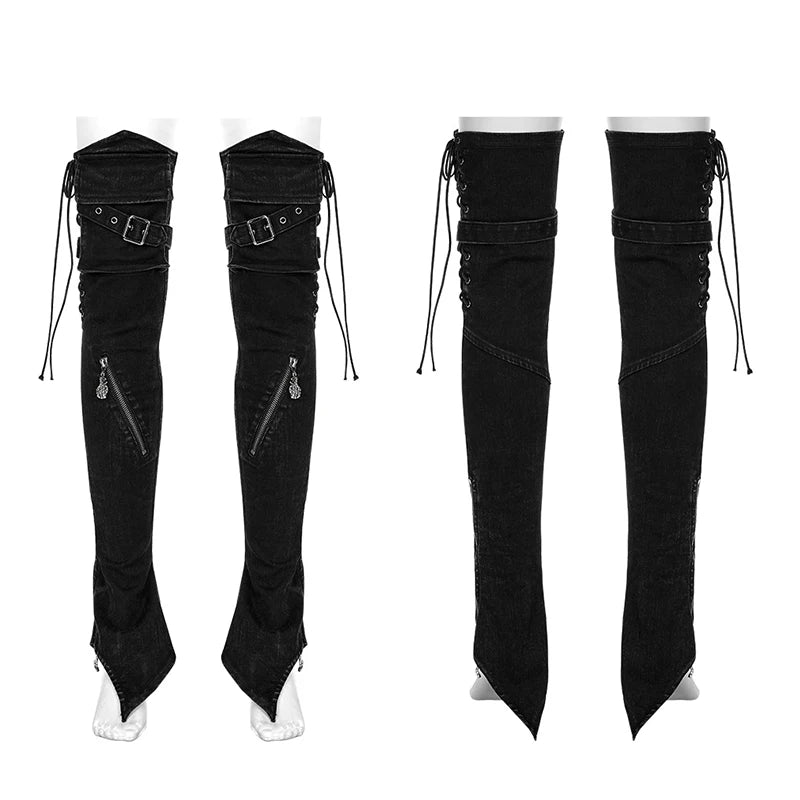 Slim Fit Leg Skull Claw Zippers Warmers Fashion