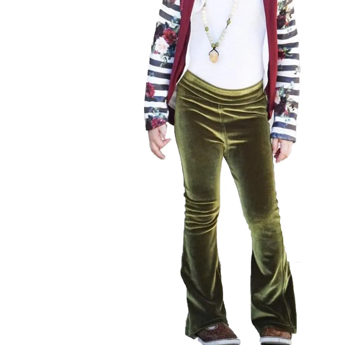 Multicolor Flared Pants Toddler Velvet