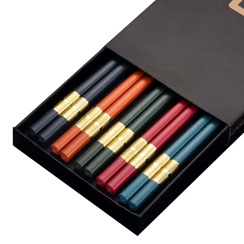 Japanese Non-Slip Chopsticks — 5 Pairs Metal