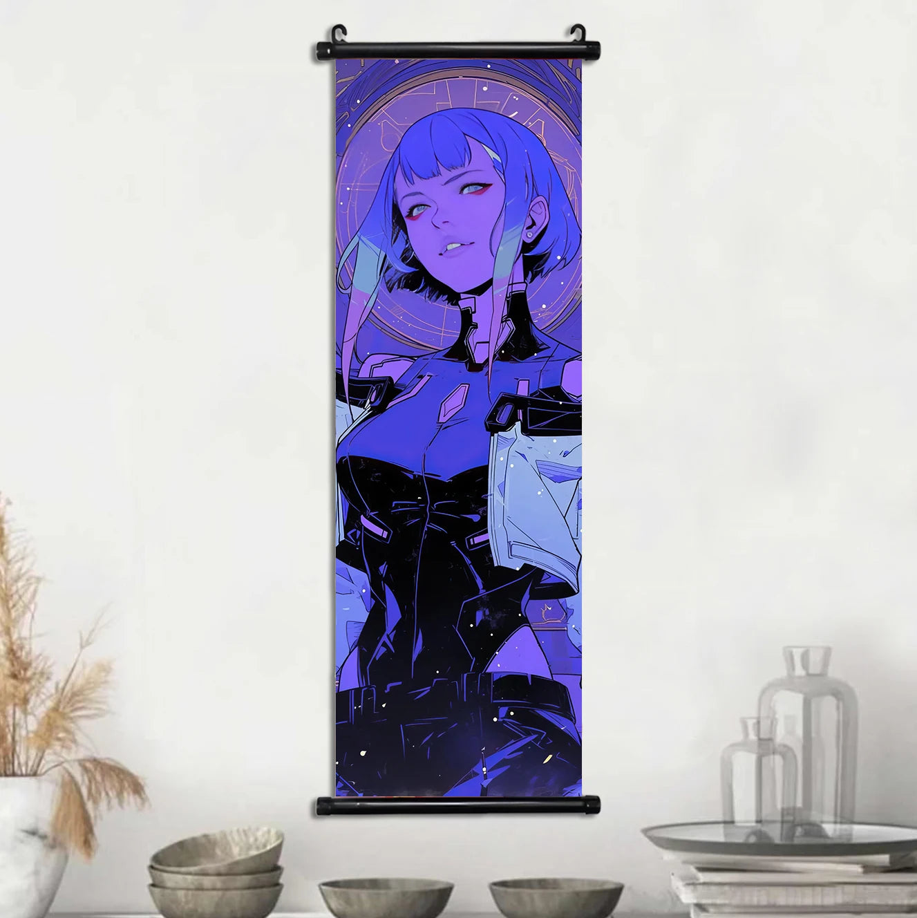 Cyber Rebecca Scroll Canvas: Futuristic Wall Art