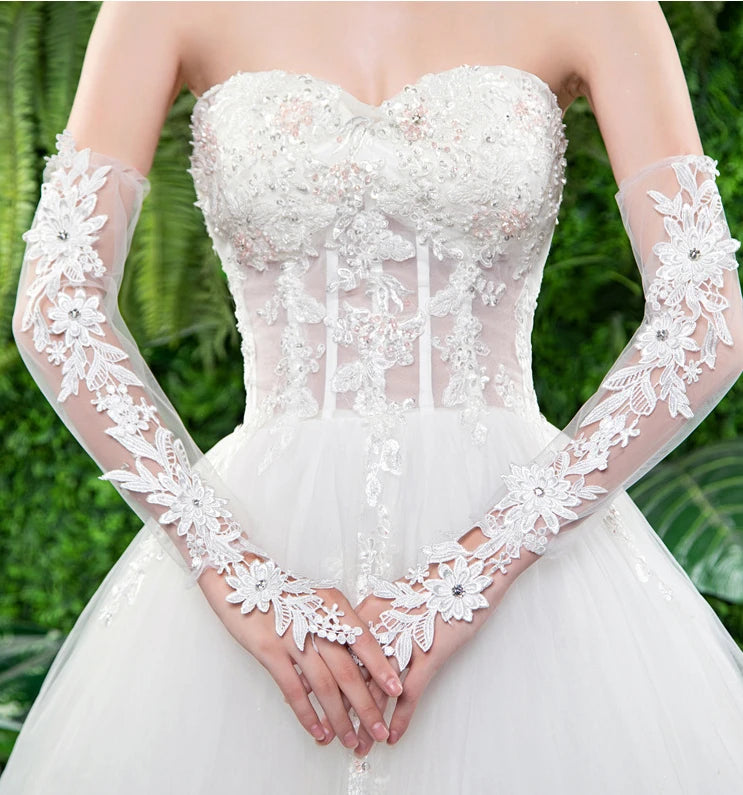 Lace Elbow-Length Fingerless Gloves
