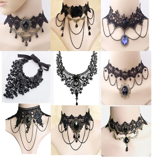 Gothic Victorian Black Lace Necklace