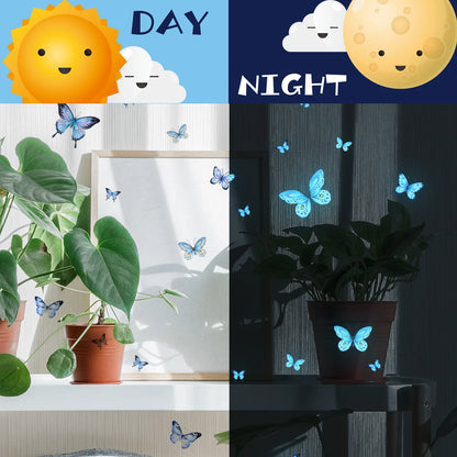 Blue Light Butterfly Luminous Wall Stickers for Kids Rooms