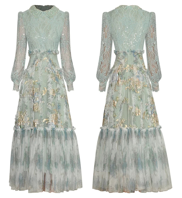 Product Name: Seasixiang Vintage Glam Long Dress