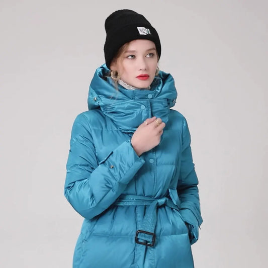 Warm Waist Winter Coat Hooded Long Parka