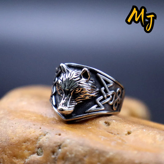 Punk Viking Wolf Head Rings