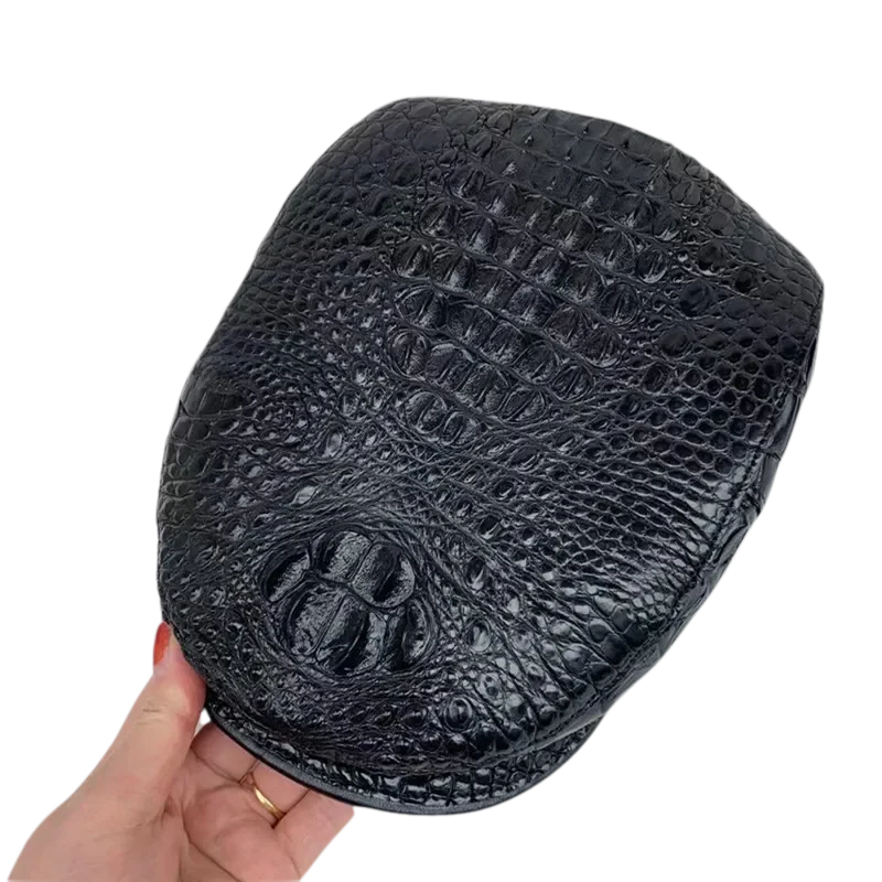 Authentic Real Alligator Skin  Black Newsboy Hat Visors