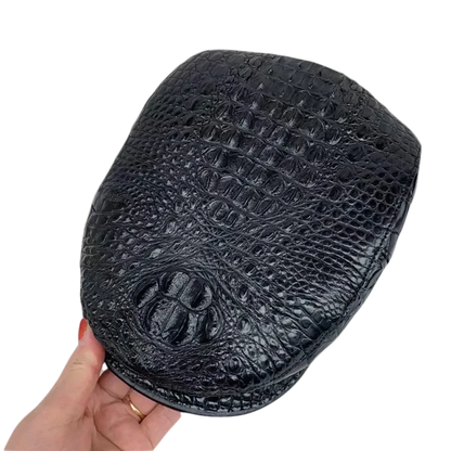 Authentic Real Alligator Skin  Black Newsboy Hat Visors