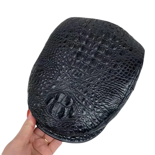 Authentic Real Alligator Skin  Black Newsboy Hat Visors