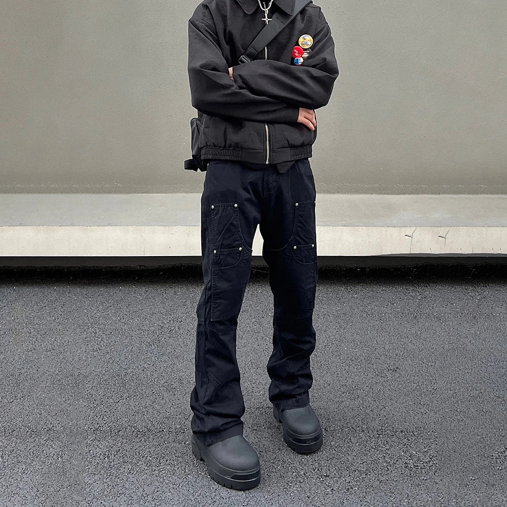 Black Cargo Pants Men Streetwear