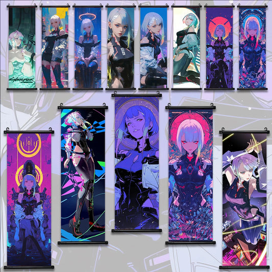 Cyber Rebecca Scroll Canvas: Futuristic Wall Art