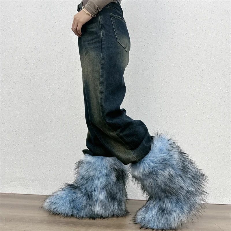 Women's Winter Fluffy Faux Fox Fur Boots