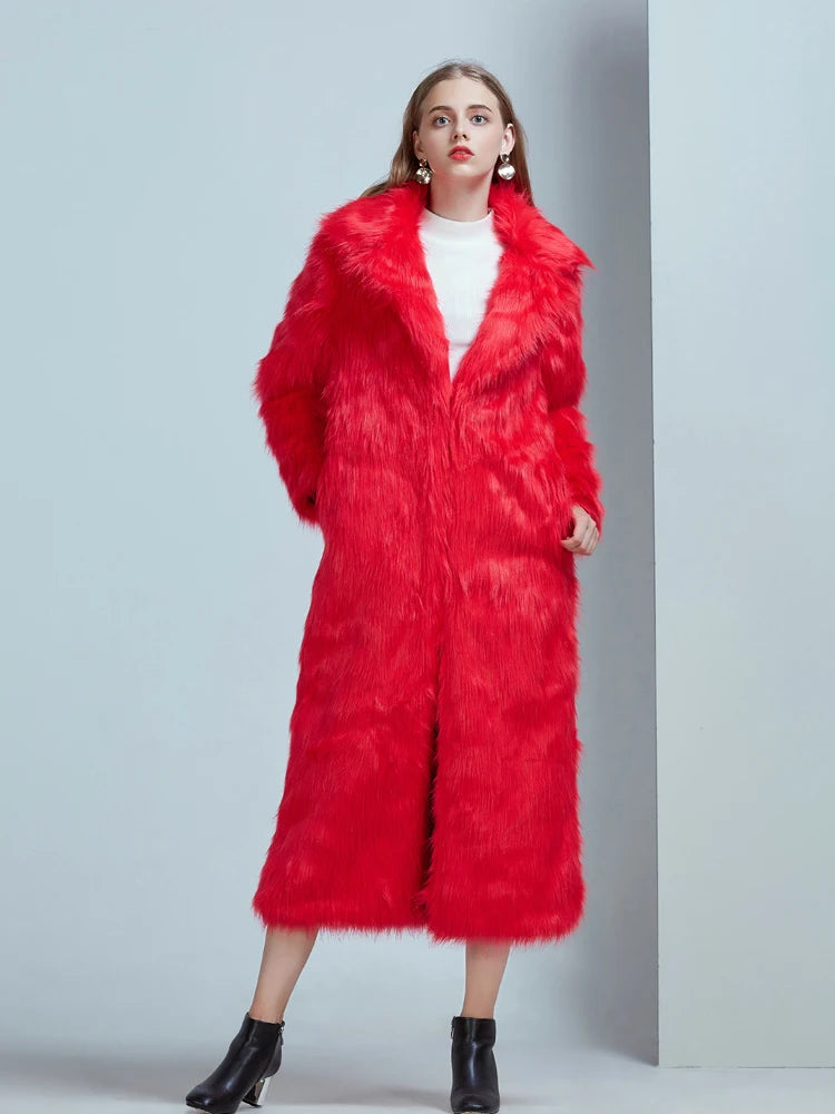 High Street Luxury Long Faux Fur Coat