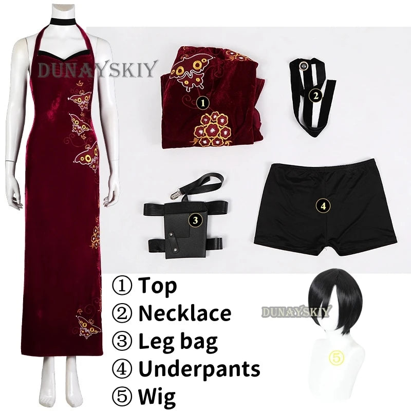 Ada Wong Evil Cheongsam Cosplay Costume Set