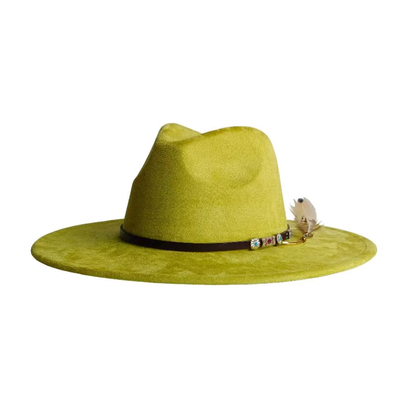 Wide Brim Suede Fedora — 36 Colors