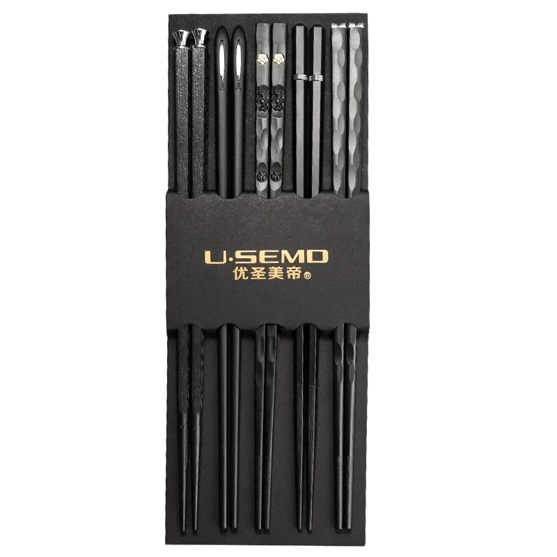 Japanese Non-Slip Chopsticks — 5 Pairs Metal