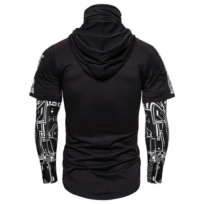 Mens Skull Mask Hoodies Sweatshirt Fake Two Pieces Men Punk Jogging Homme Pullover Elastic Streetwear Hoodie Japan Ninja Suit