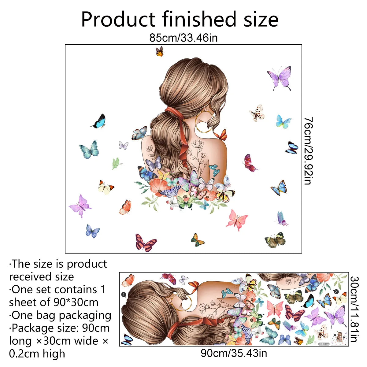 Pretty Girl Butterfly Self-adhesive Vinyl Wall Stickers