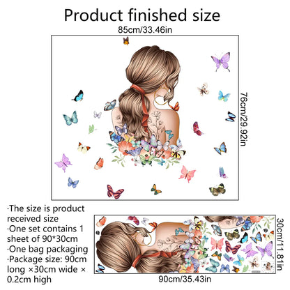 Pretty Girl Butterfly Self-adhesive Vinyl Wall Stickers