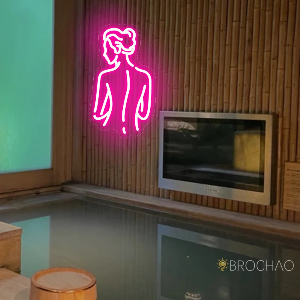 Neon Lights Lady Bathroom Decor