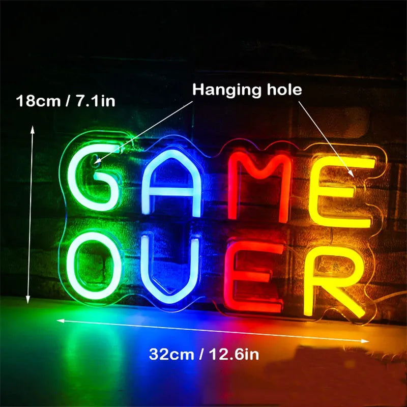 LED Icon Game Over Neon Light Sign