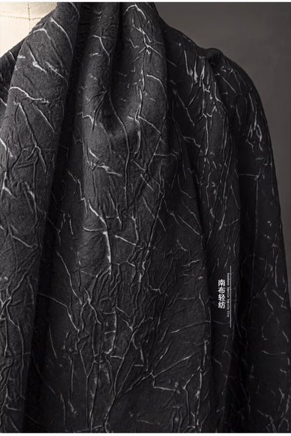 Eco Pleat: Black Nylon-Rayon Fabric for Design Creations
